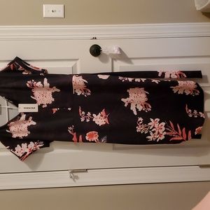 ECOWISH Womens Dresses Summer Casual V-Neck Floral Print Geometric Pattern Belte